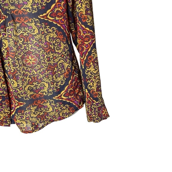 Banana Republic Long Sleeve Paisley Baroque Blouse Sz S – Multicolor Fall Top - Picture 8 of 14